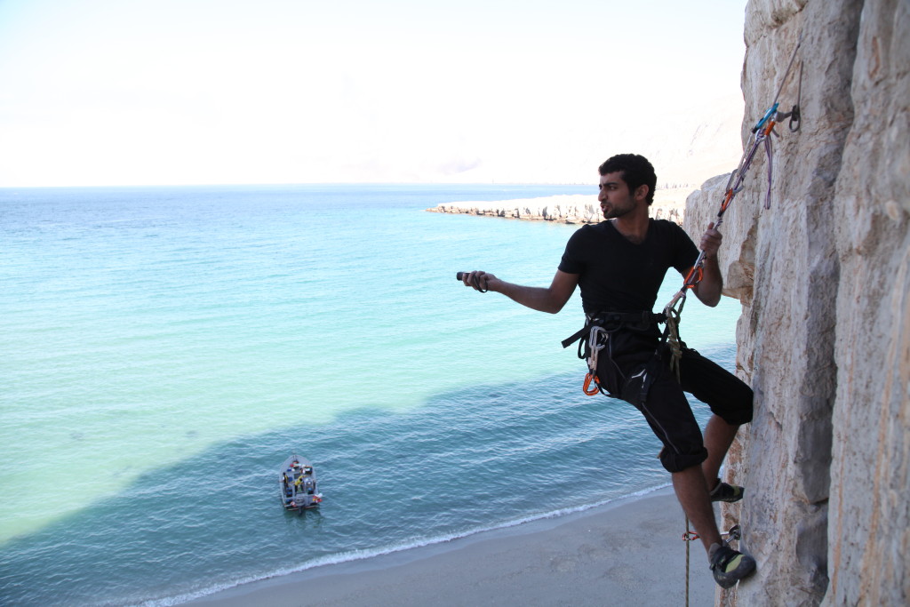 Dhyab Embracing the view after sending one of the routes.