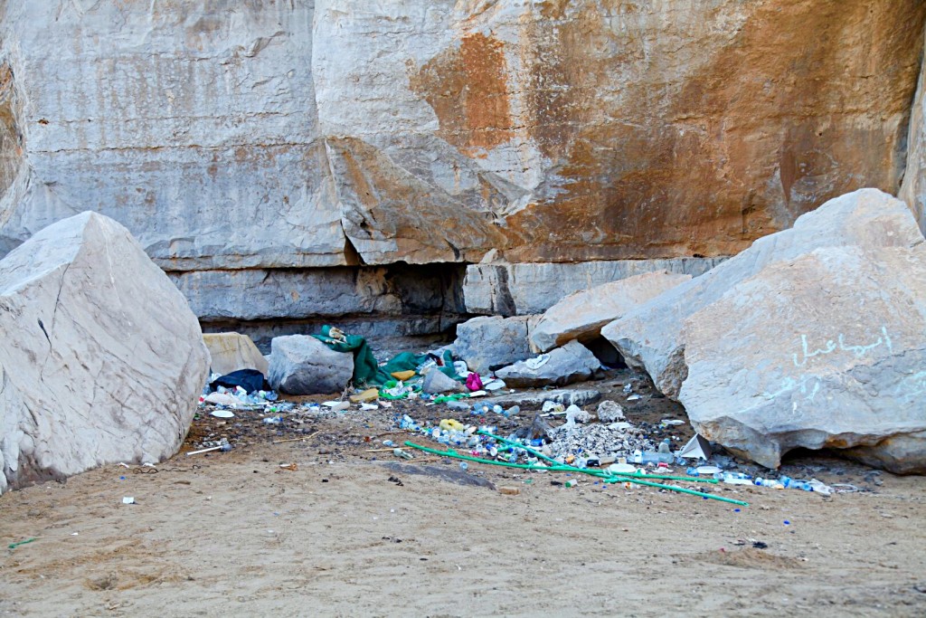 Garbage left behind by tourists